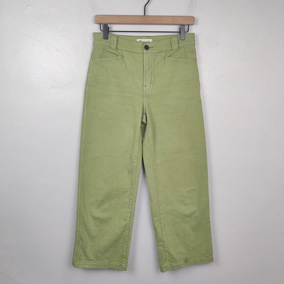 Madewell The Petite Emmett 2.0 Wide-Leg Pants Womens 26P‎ Garment-Dyed Green - Picture 1 of 9